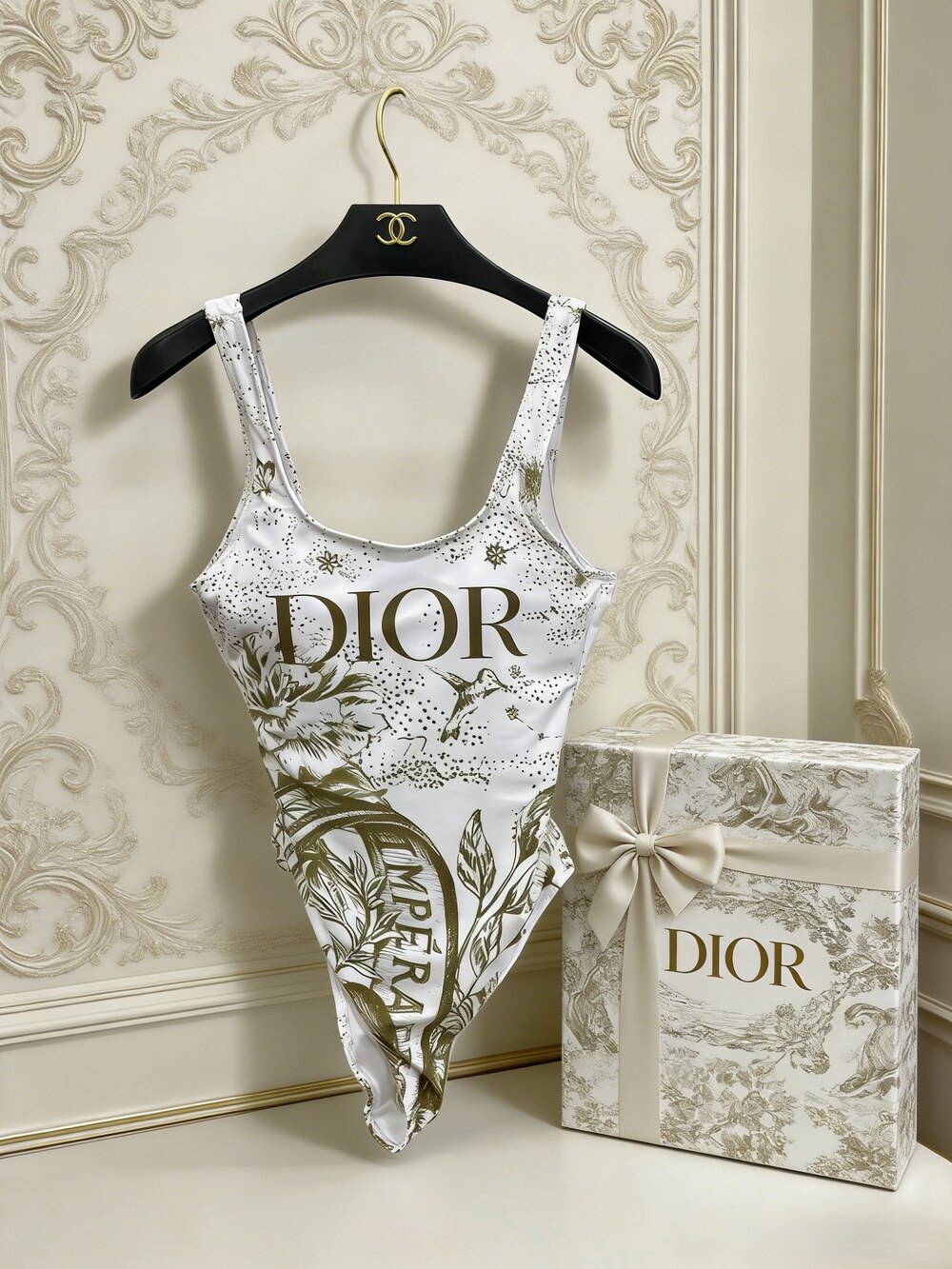 Dior White Asymmetric Swimsuit
